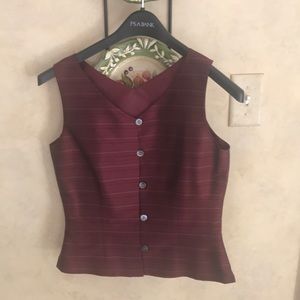 Maroon Striped Silk Top